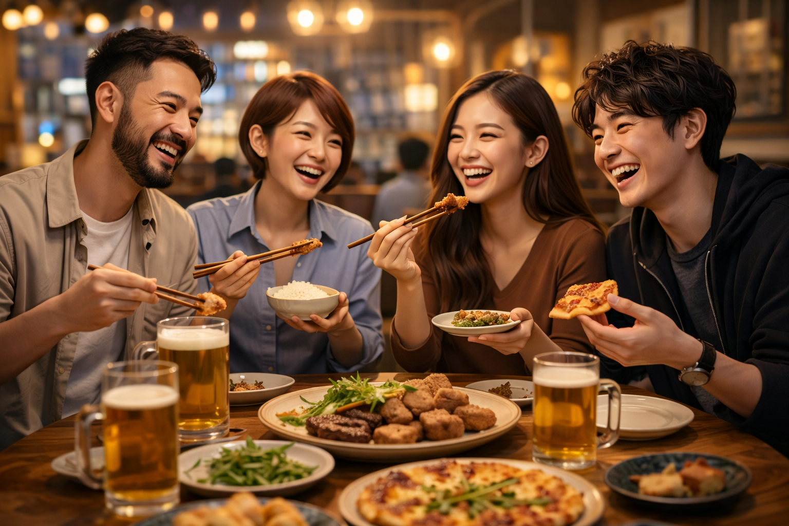 友人とワイワイ